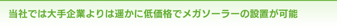当社では大手企業よりは遥かに低価格でメガソーラーの設置が可能